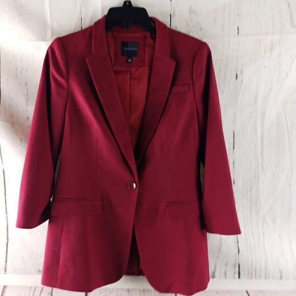 The Limited Jackets & Blazers - The Limited Womens Size S Red Birdseye 1 Button Suit Blazer